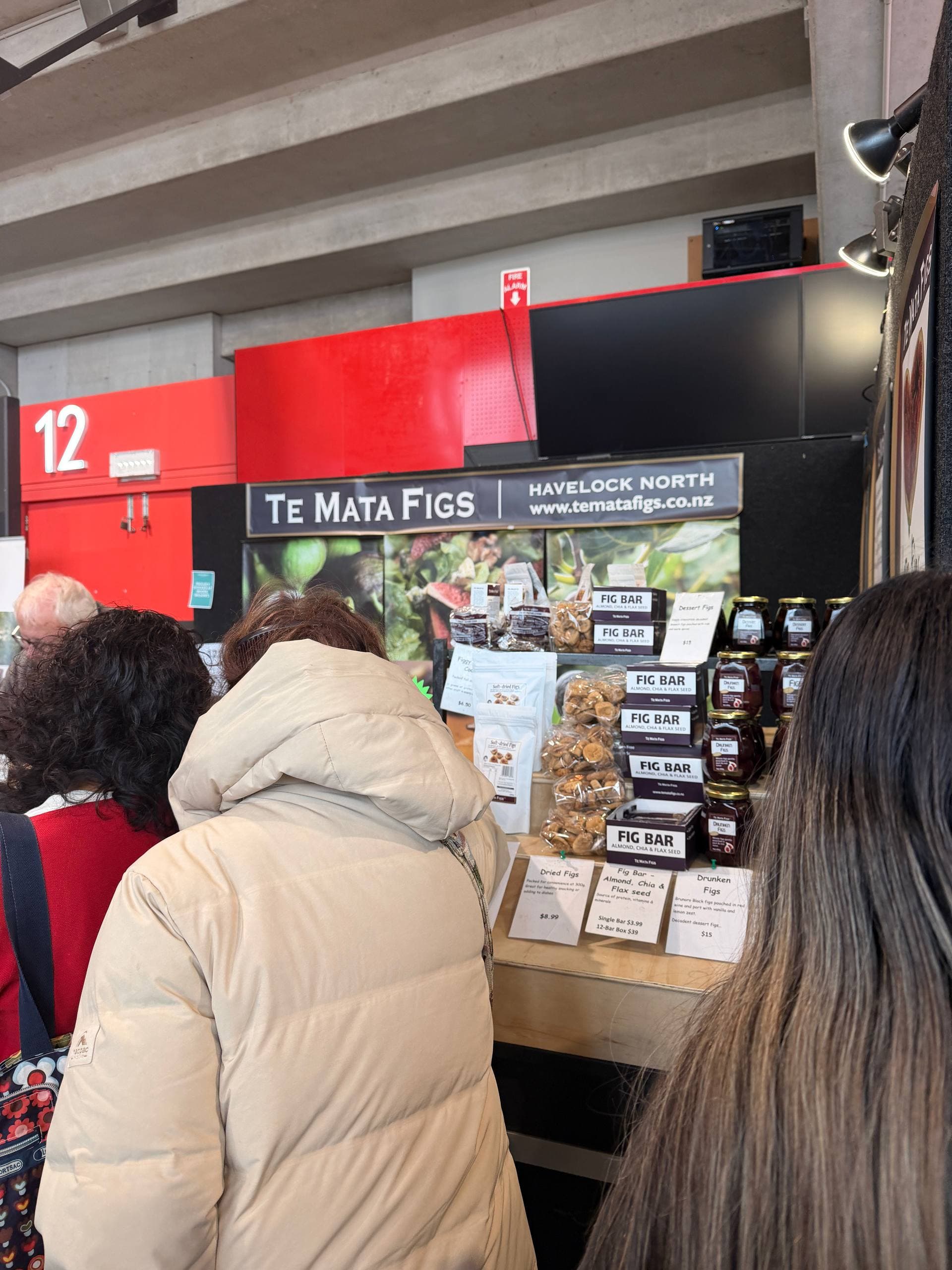 The Te Mata Figs stand displaying New Zealand fig products