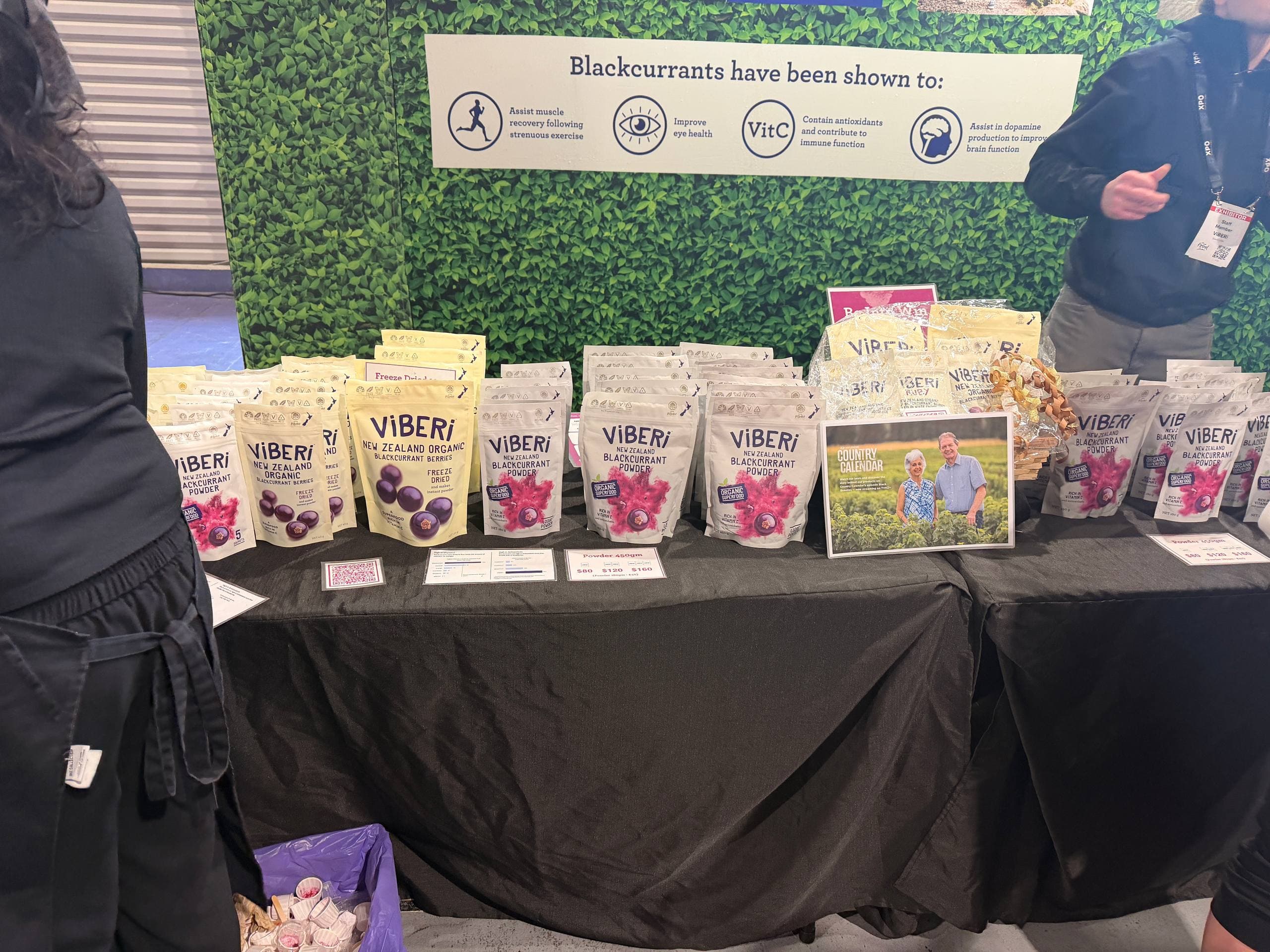 ViBERi New Zealand organic blackcurrant products on display